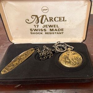 Gold and Black Pocket Watch